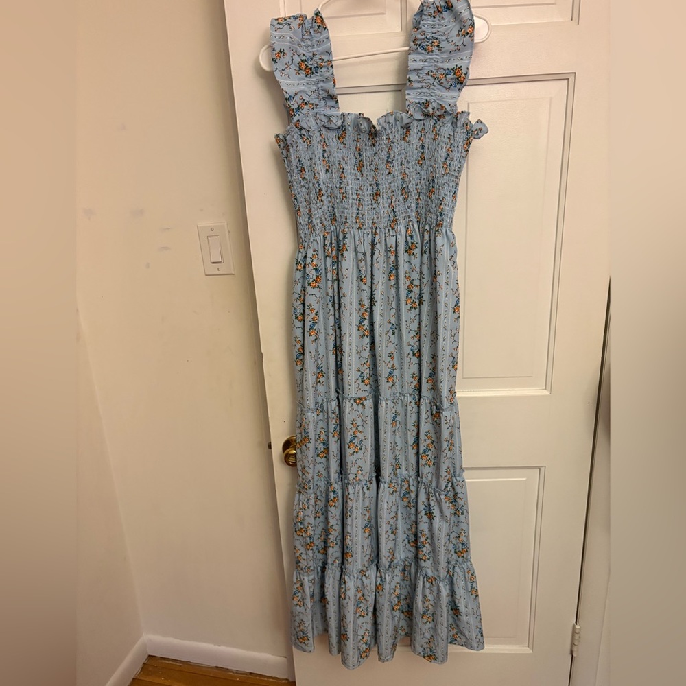 MELLODAY Light Blue Floral Smocked Dress - Picture 3 of 3